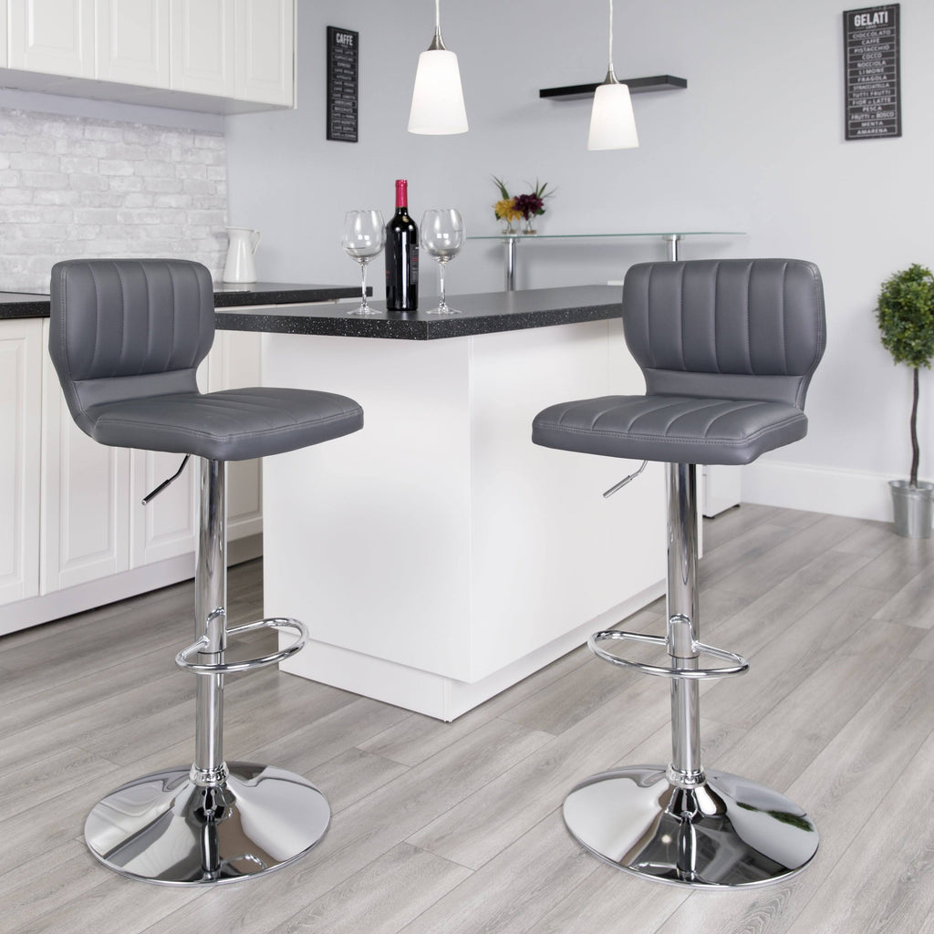 Contemporary Vinyl Adjustable Height Barstool S208