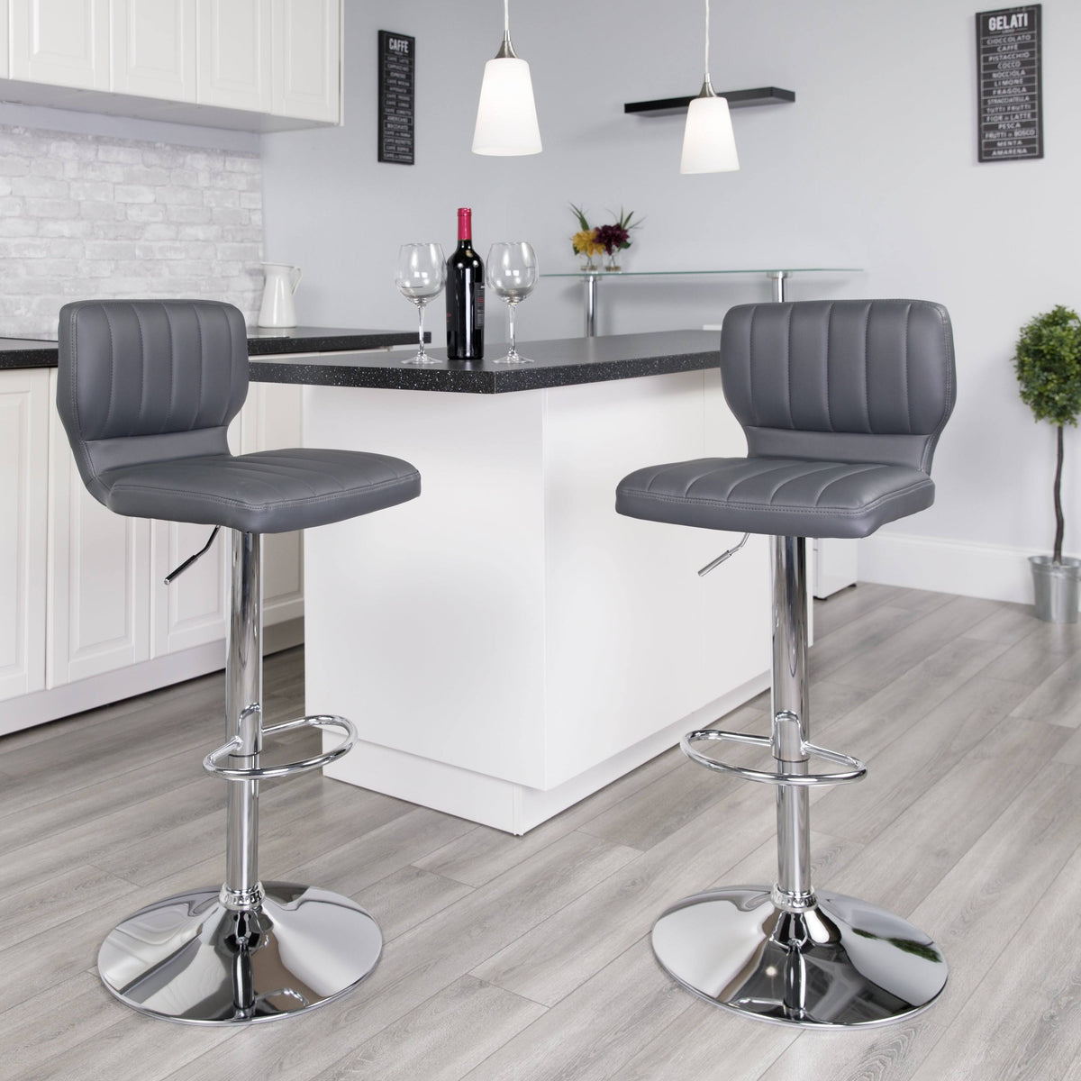 Contemporary Vinyl Adjustable Height Barstool S208