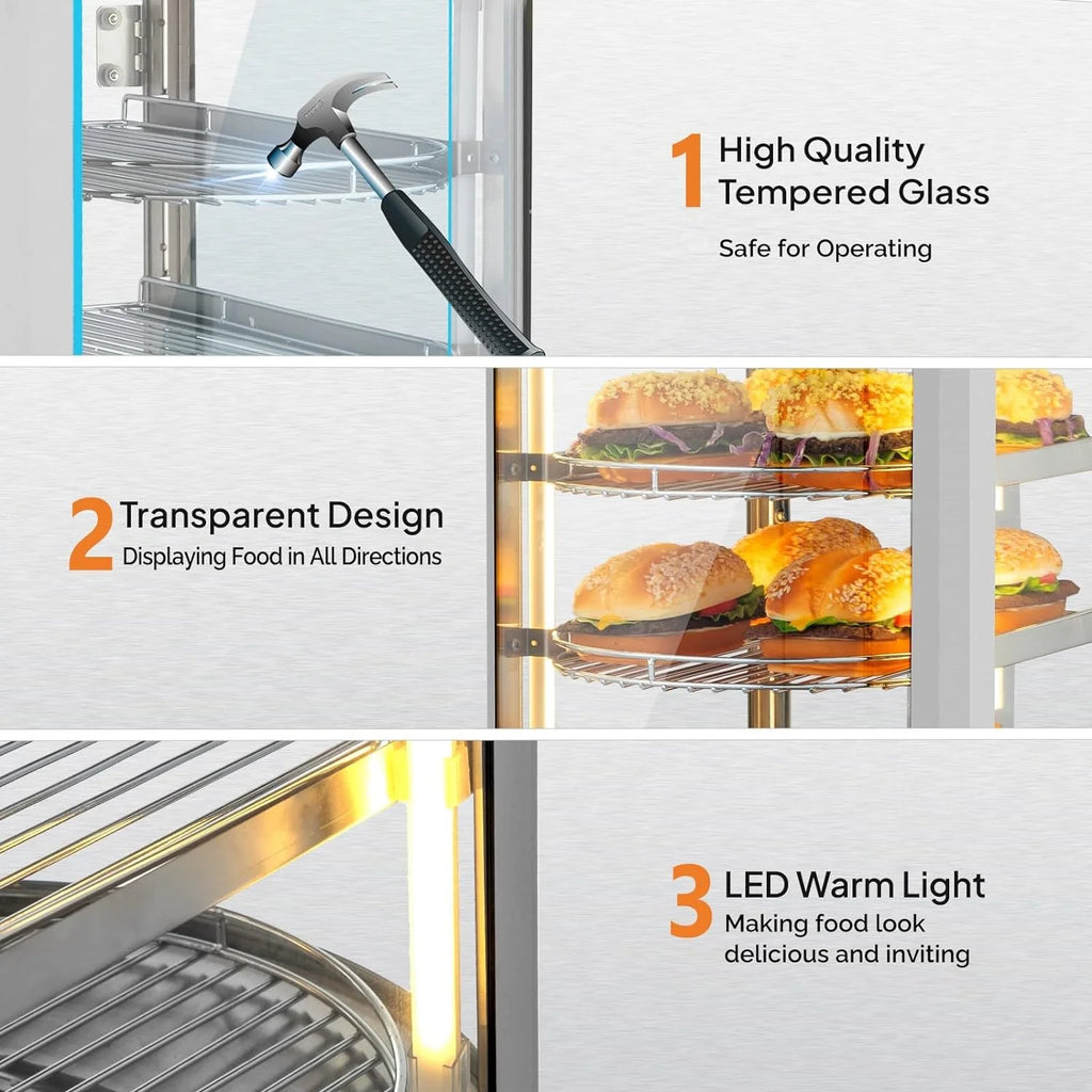 3-Tier Food Warmer Display Case with LED Lighting Y564470