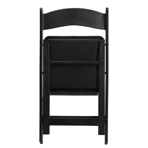 Black Resin Stackable Folding Chair with Padded Seats D52946