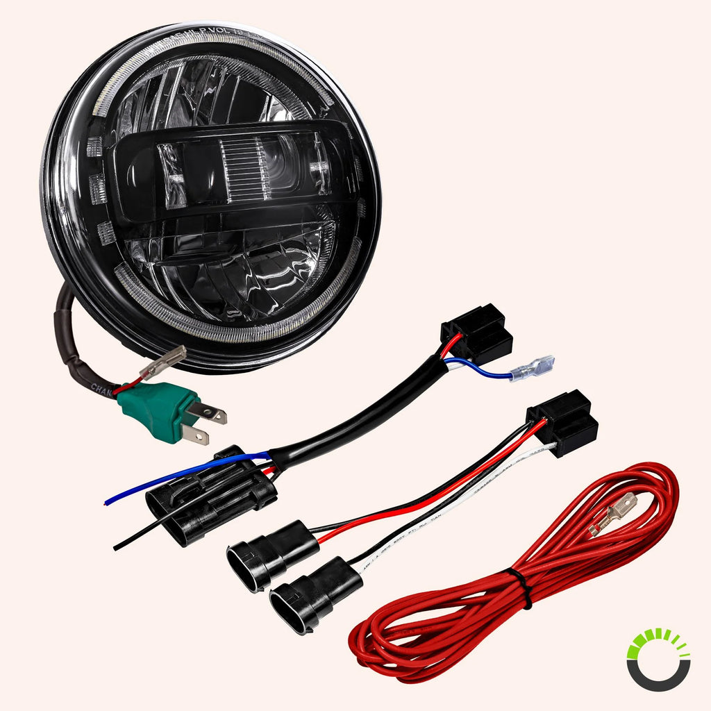 Black 7" HALO DRL LED Headlight J525468