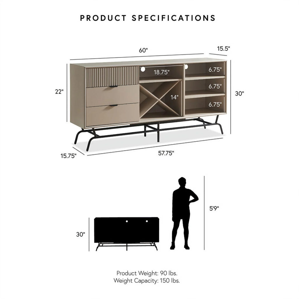 Light Taupe and Black Wood Buffet P2382