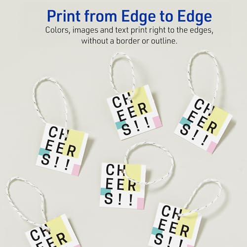 Square Printable Tags, White, Includes String, Laser/Inkjet Printable, 200 Total E9892