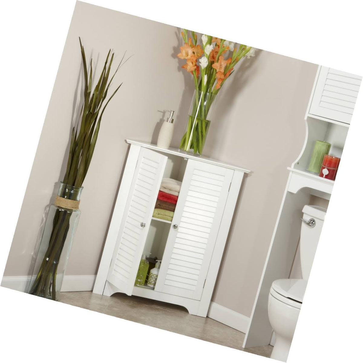 White 3-Shelf Corner Cabinet Z26666