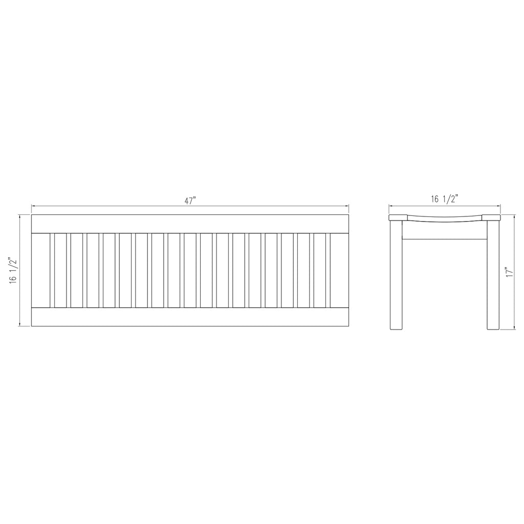 Solid Teak Wood Outdoor Backless Bench C64597