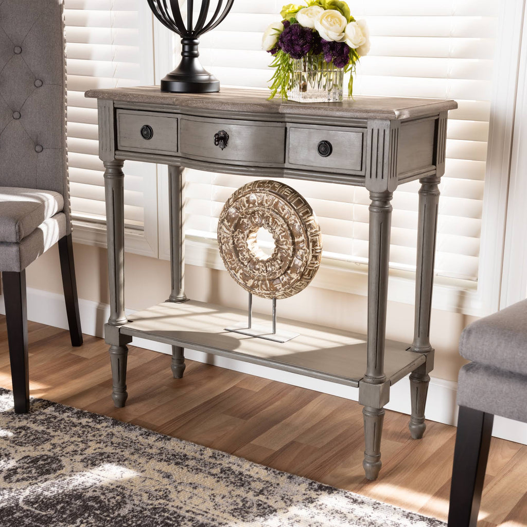 Gray 1-Drawer Wood Console Table Y76064