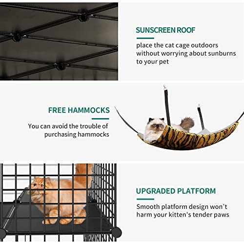 Large Cat Cage with Roof Hammock Platforms F6957