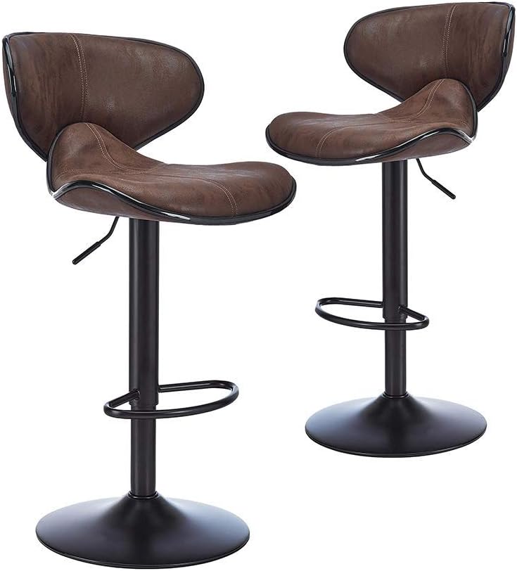 Adjustable Swivel Barstool with Back, 2 pcs, Dark Grey V870