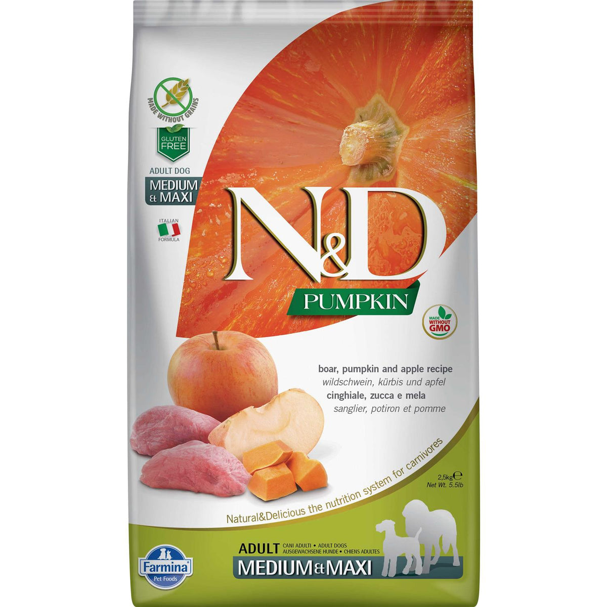 Pumpkin Boar Apple Adult Medium Maxi Dog Dry Food F4947