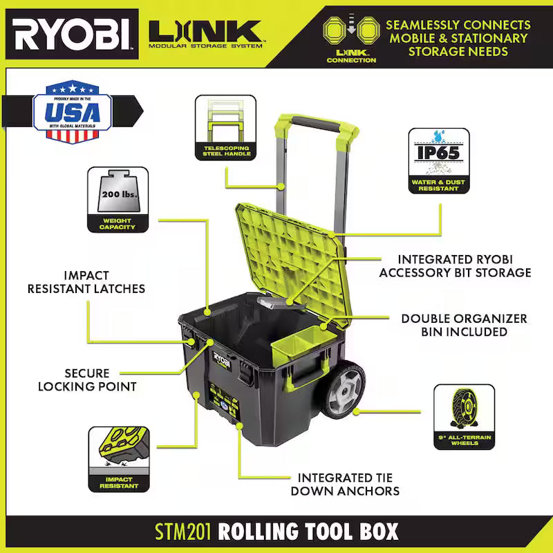 18V Cordless 4-Tool Combo Kit with Battery, Charger, and Rolling Tool Box Y799