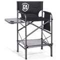 Tall Folding Chair with Side Table Cup Holder Storage Pocket Blue Grey G7408