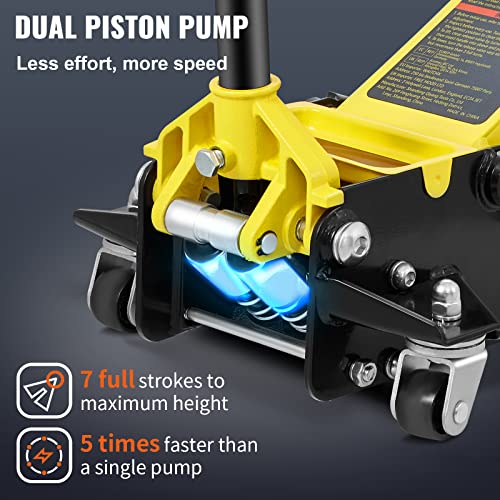3 Ton Low Profile Aluminum Steel Racing Floor Jack with Dual Pistons Quick Lift Pump Y670