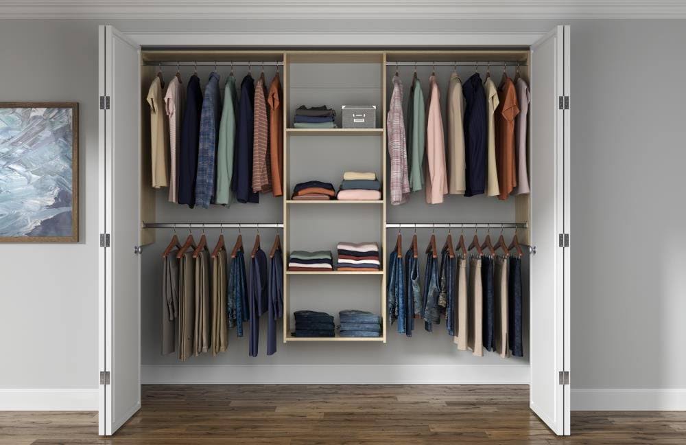 Honey Blonde Wood Deluxe Shelving Closet Kit U680901