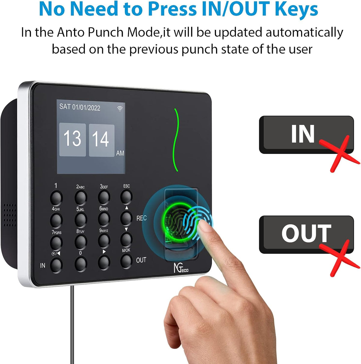 WiFi Biometric Fingerprint Time Clock R64904