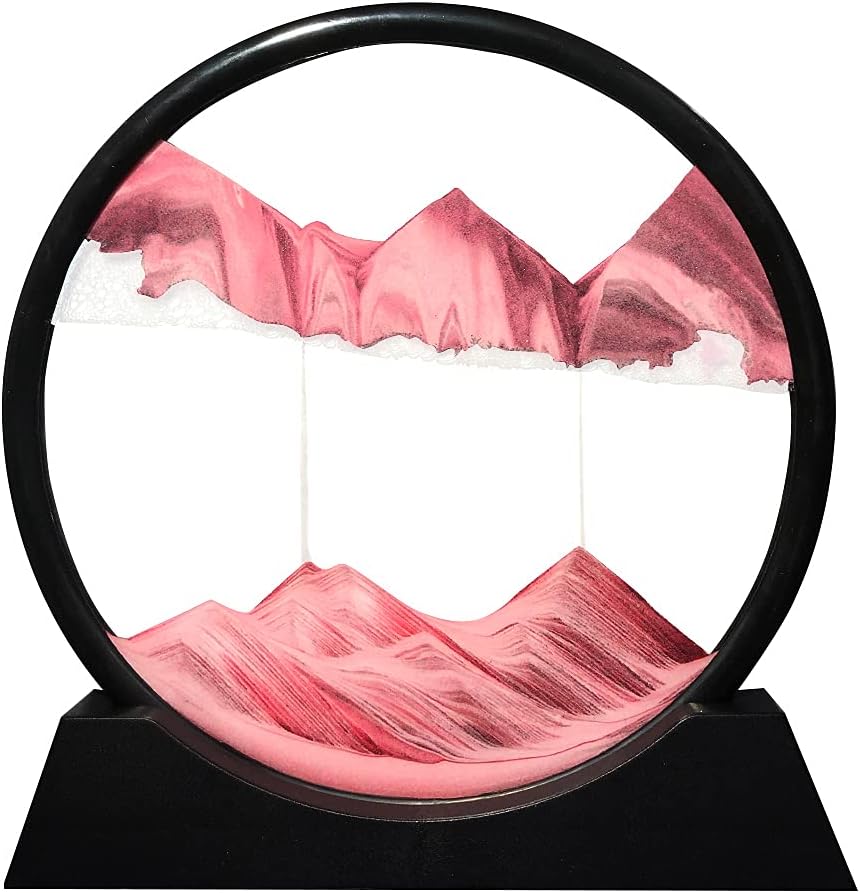 Moving Sand Art Picture Round Glass 3D Deep Sea (Blue, 7 Inch) N389