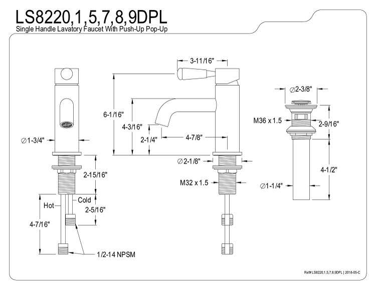 Matte Black Single Hole Bathroom Faucet with Drain Assembly K927553