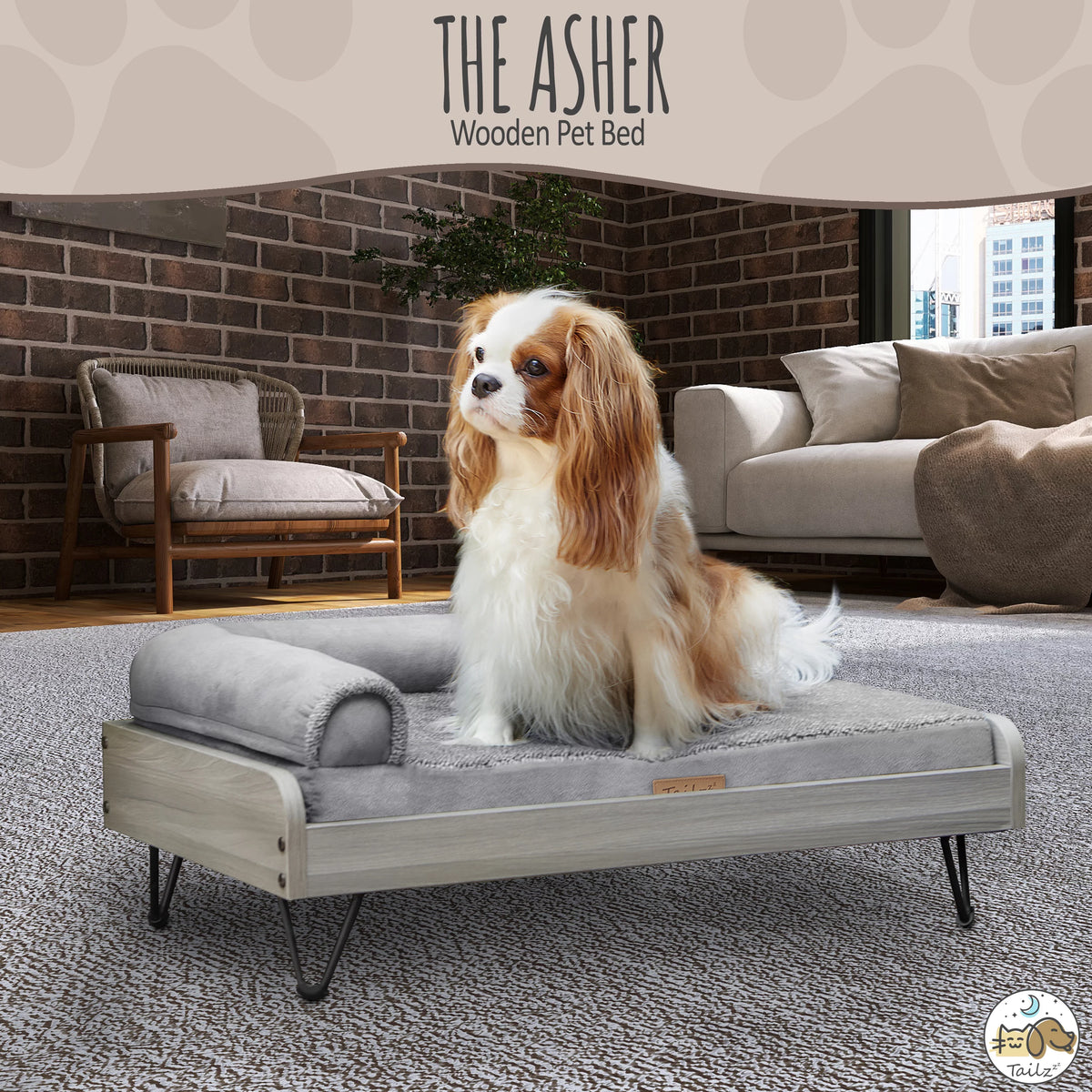 Wooden Pet Bed with Mattress B470888