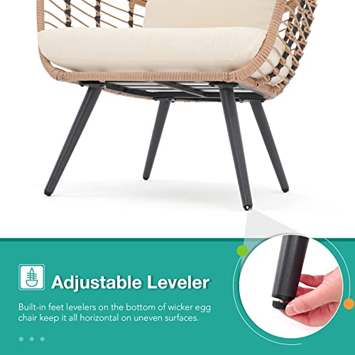 Wicker Egg Chair with Legs Cushion 350 lbs Capacity S6502