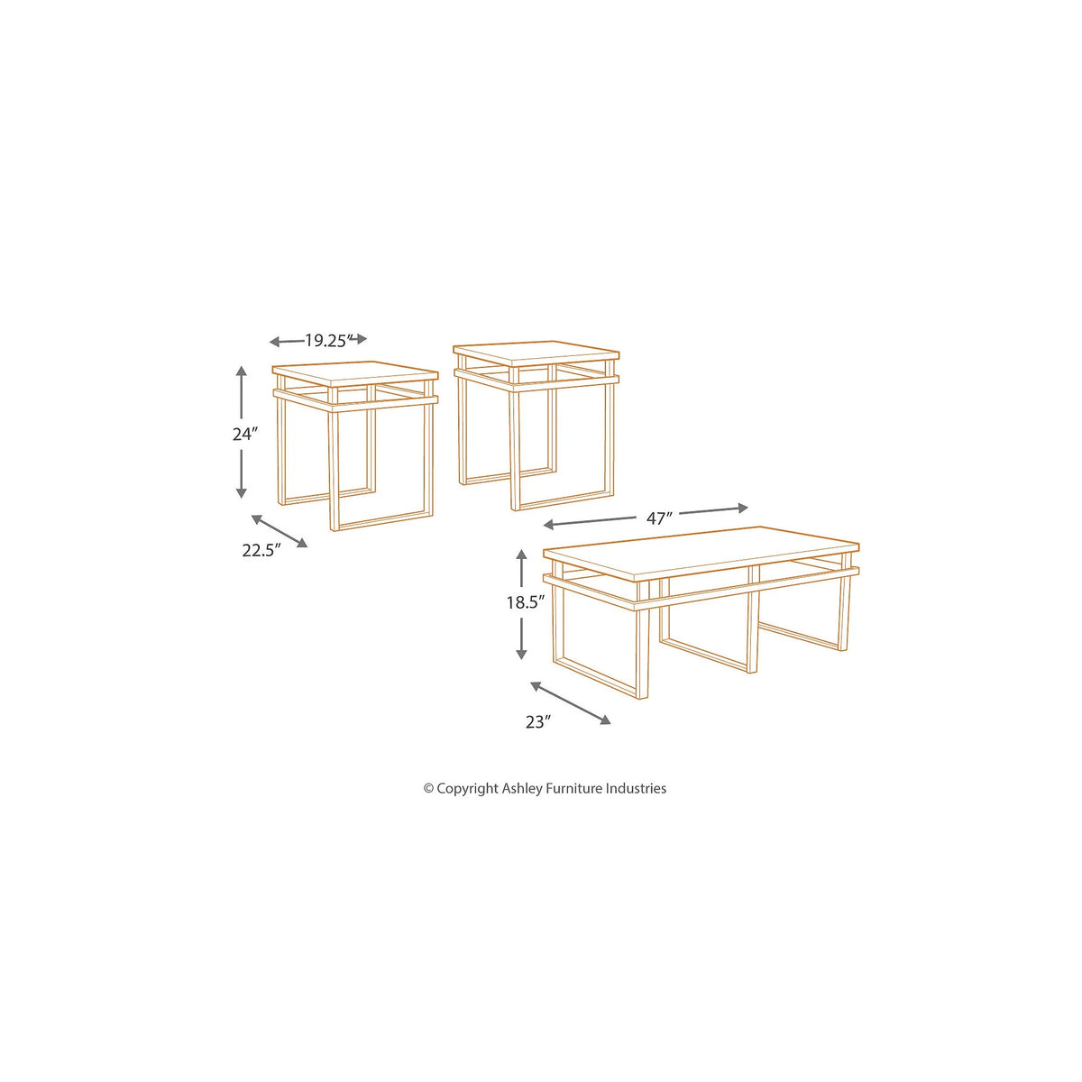 Black Table Set of 3 P413