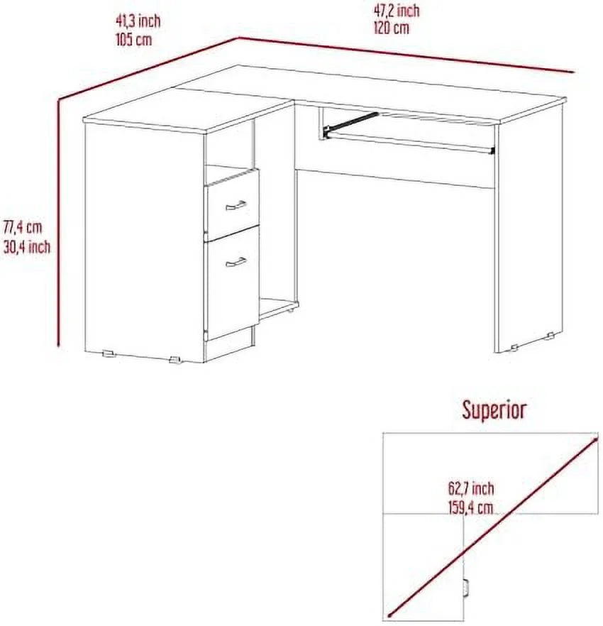 Walnut Wood Computer Desk with Drawers and Bookshelf M589