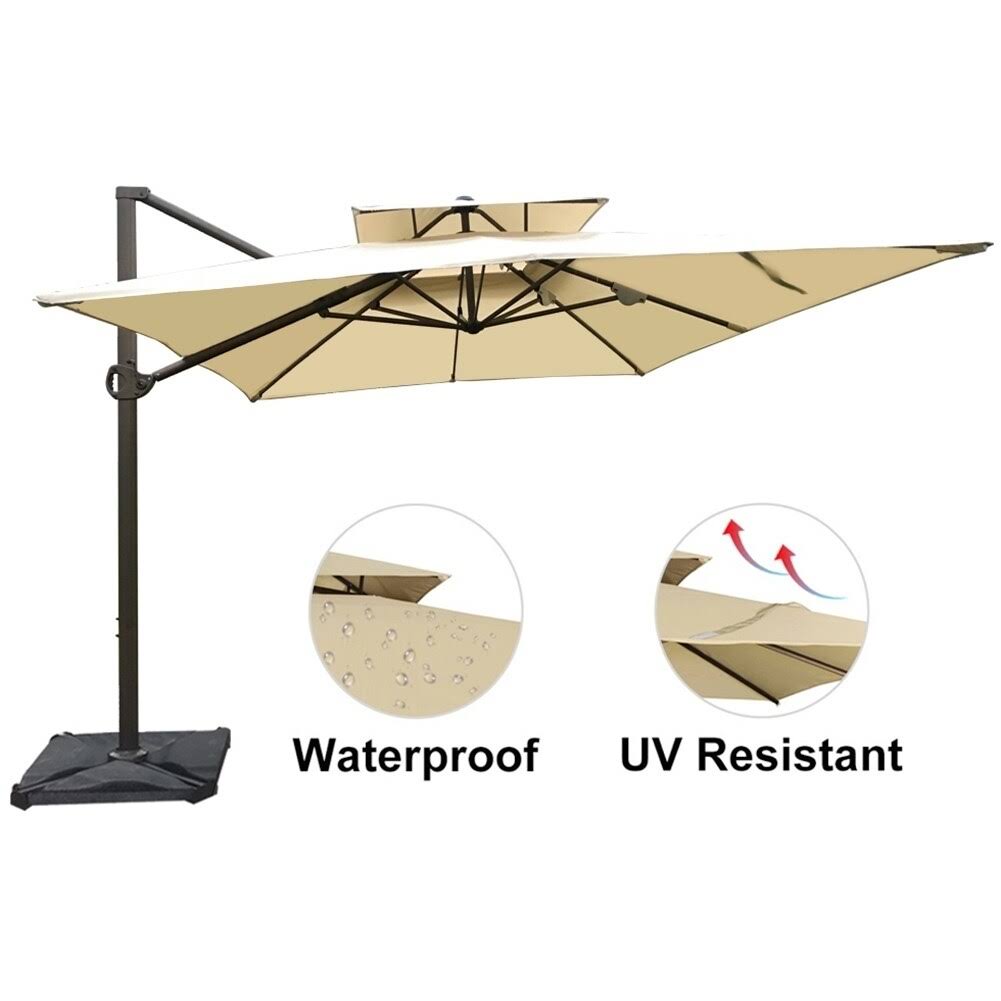 Brown Cantilever Umbrella with Cross Base H969838