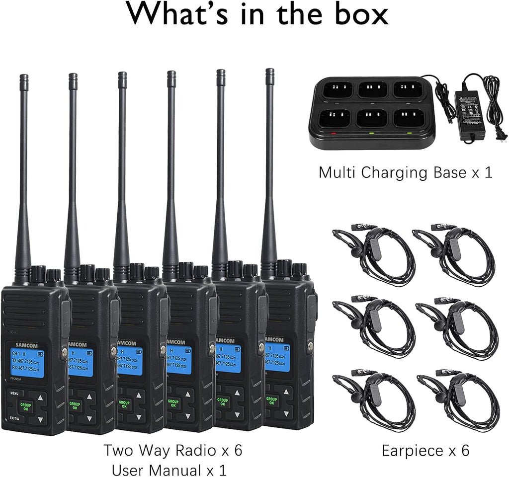 6 Pcs UHF Two Way Radio with Charger Base B660