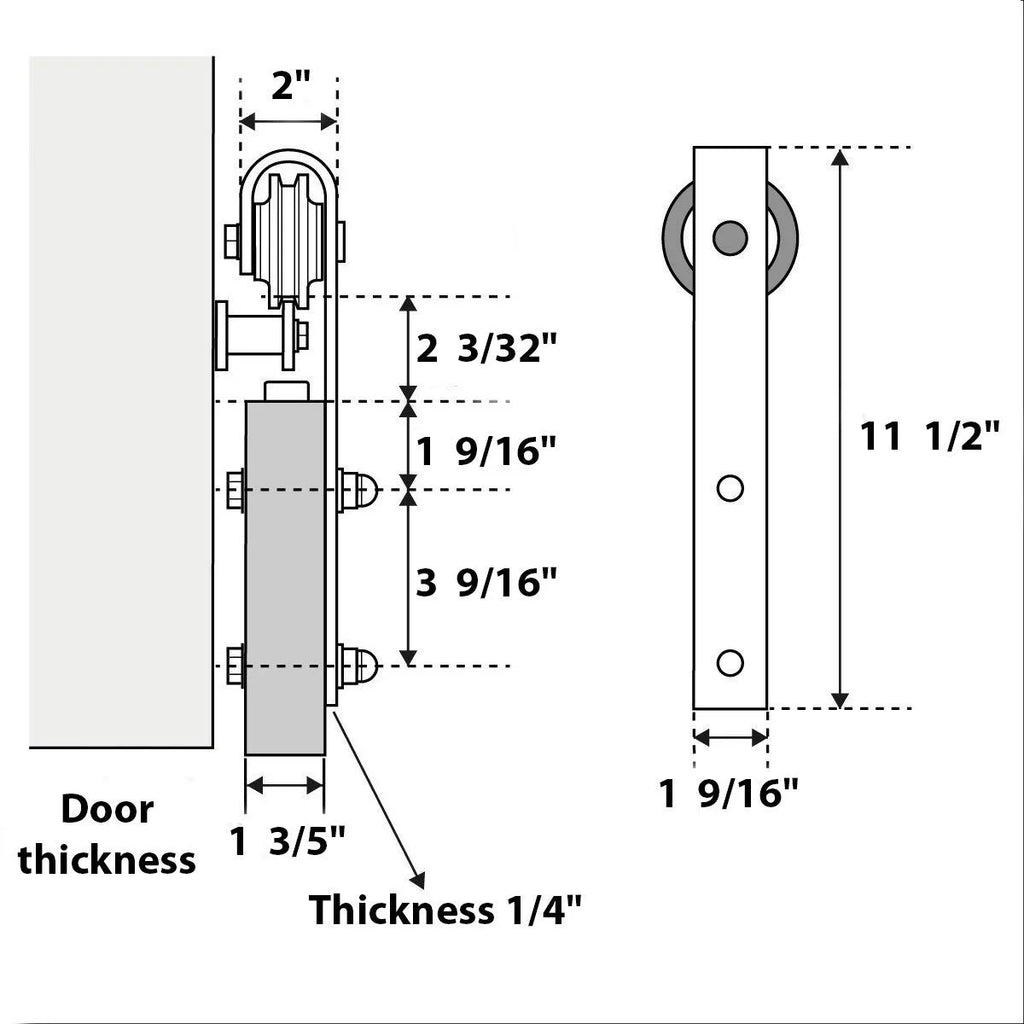 Double Barn Door 36 x 84 inches with Frosted Glass Stainless Steel Rail Hangers V9769