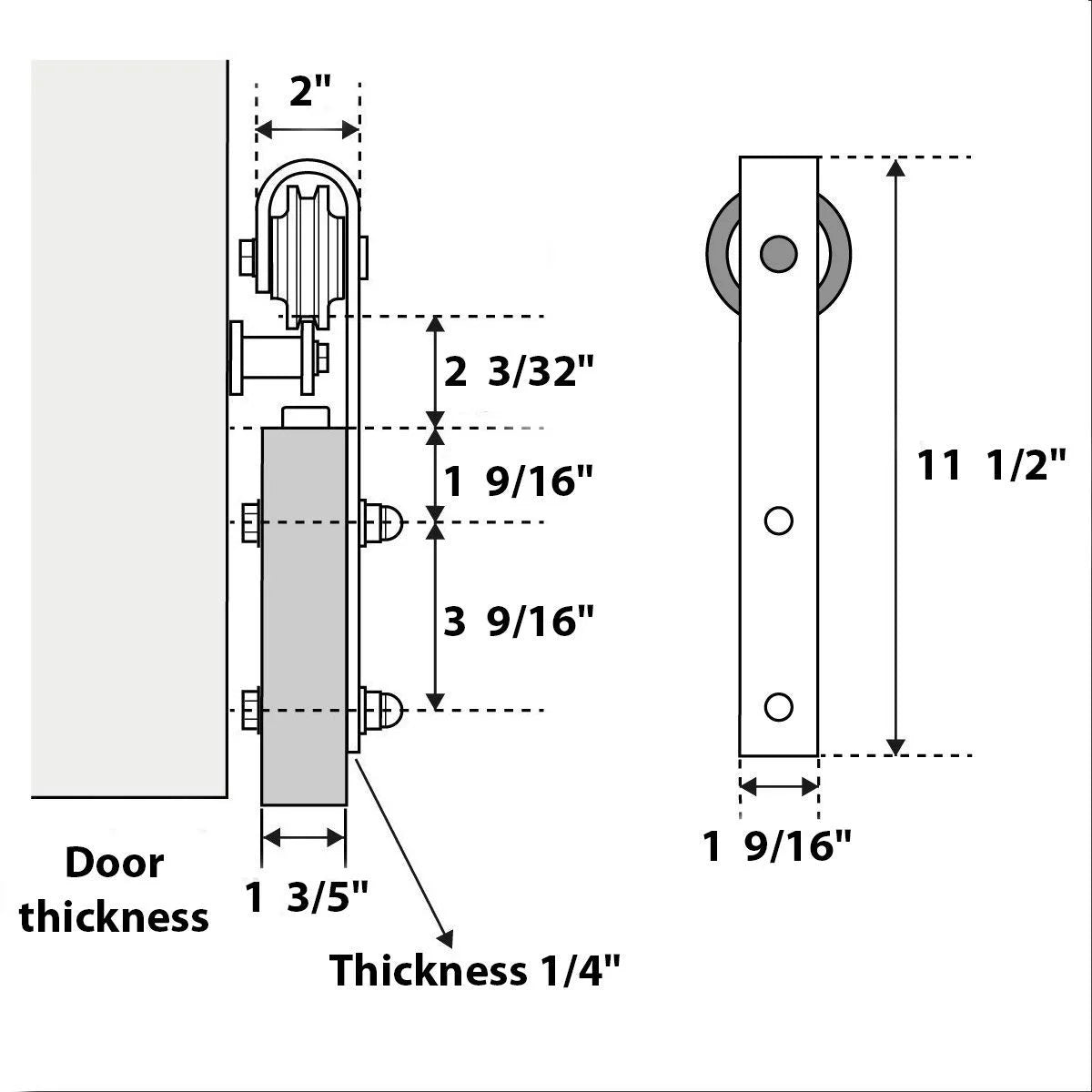 Double Barn Door 36 x 84 inches with Frosted Glass Stainless Steel Rail Hangers V9769