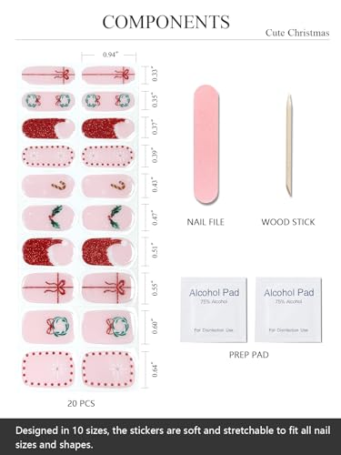 Semi Cured Gel Nail Strips French Snowflake 20 Pcs P855534