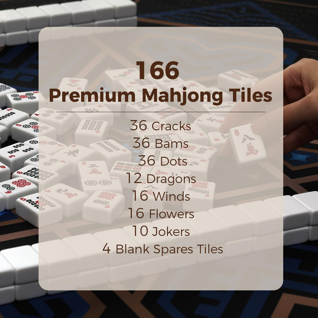 American Mahjong Set with 166 White Tiles and Racks V962
