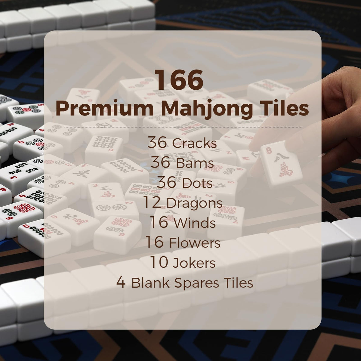 American Mahjong Set with 166 White Tiles and Racks V962
