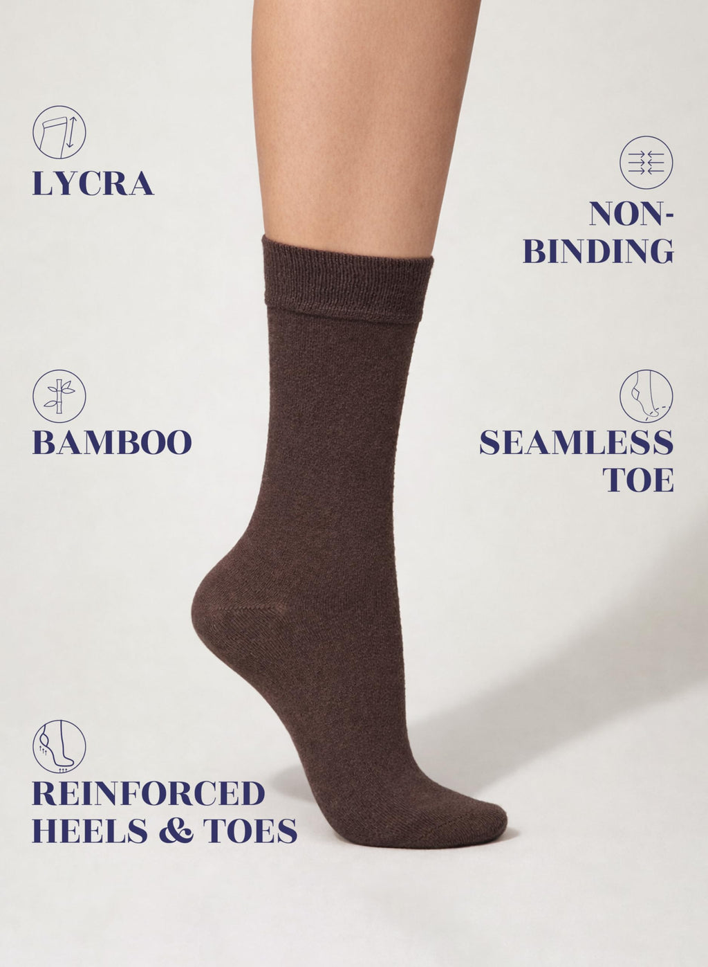 Women's Thin Bamboo Crew Socks, 3-6 Pairs E6589