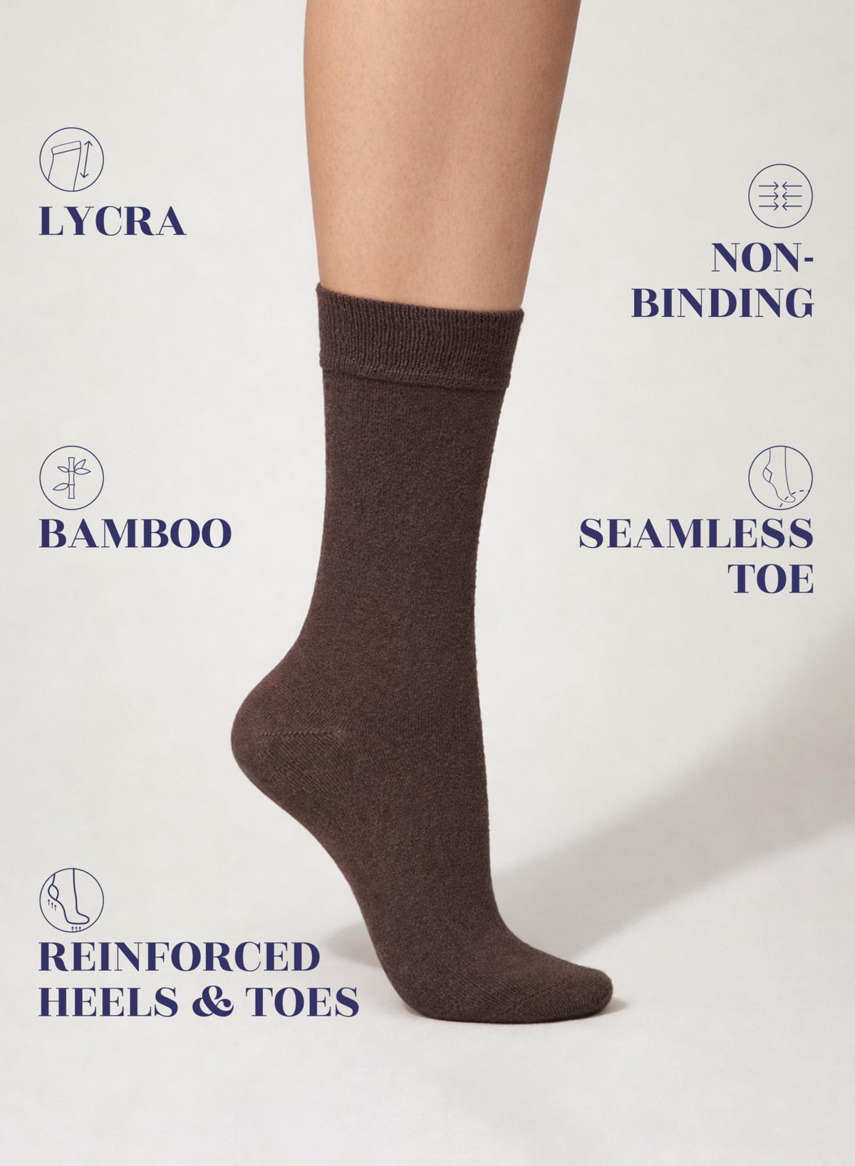 Women's Thin Bamboo Crew Socks, 3-6 Pairs E6589