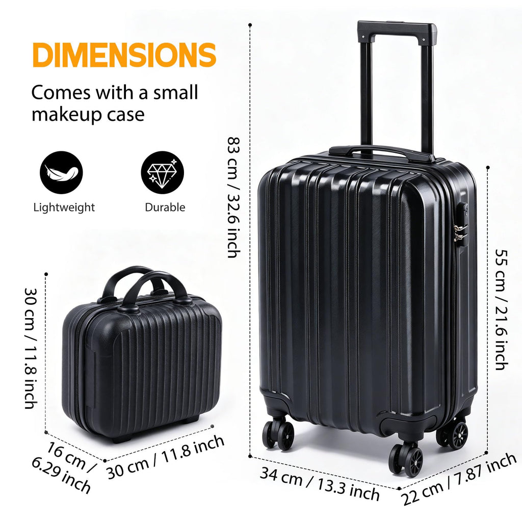 20 Inch Hardside Spinner Suitcase with Makeup Case and Coded Lock P67756