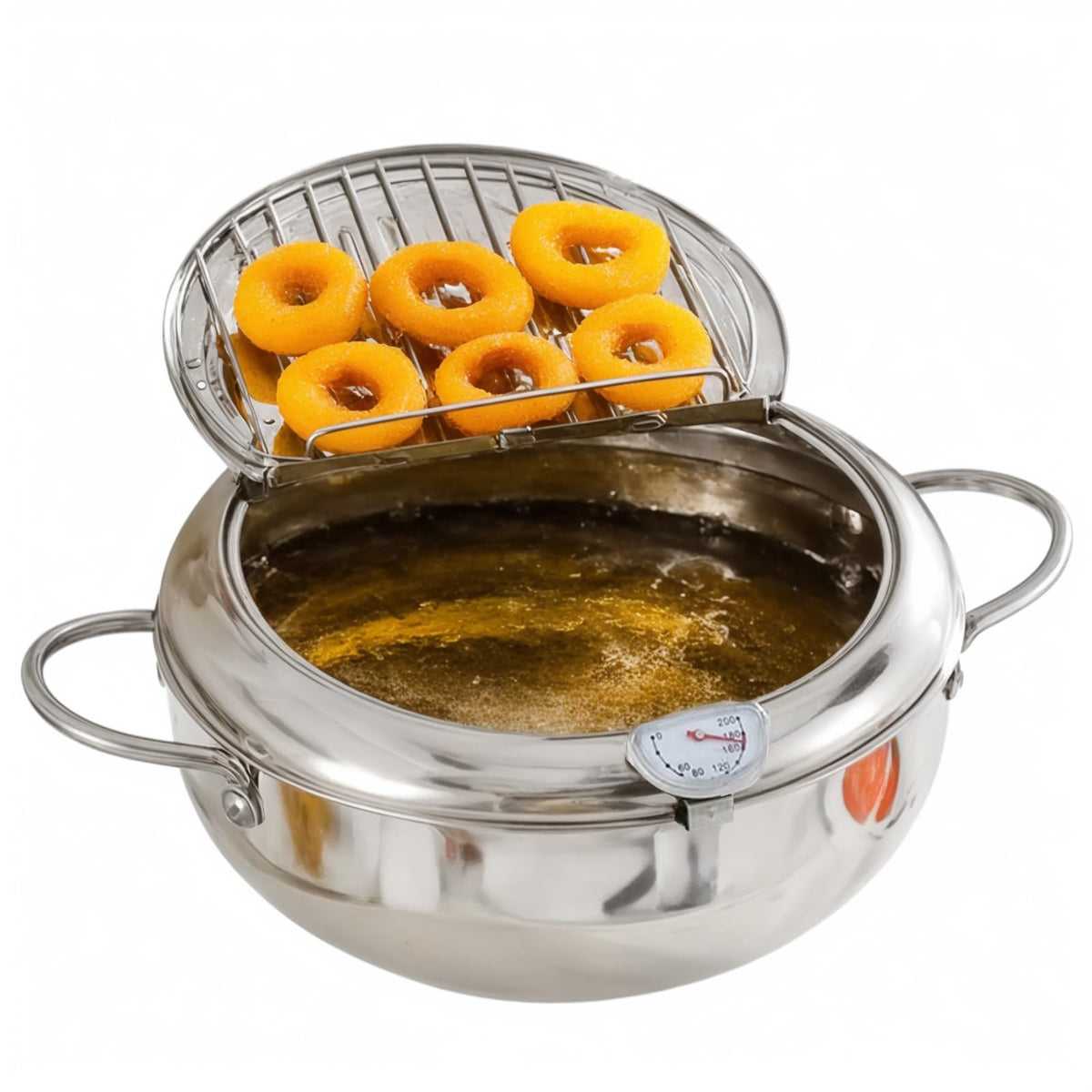 4.2L Stainless Steel Deep Fryer Pot with Thermometer W3949