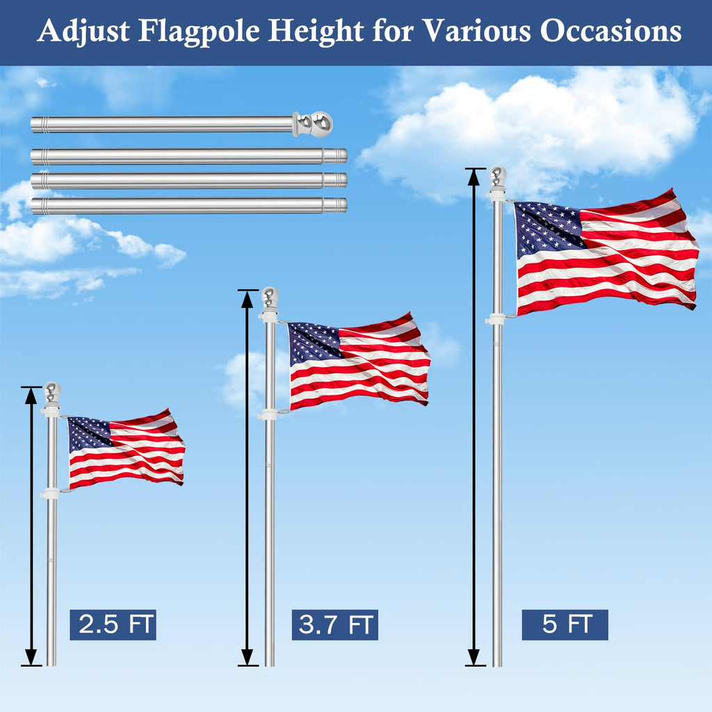 5FT Stainless Steel Wall Mounted Flag Pole Kit J79103