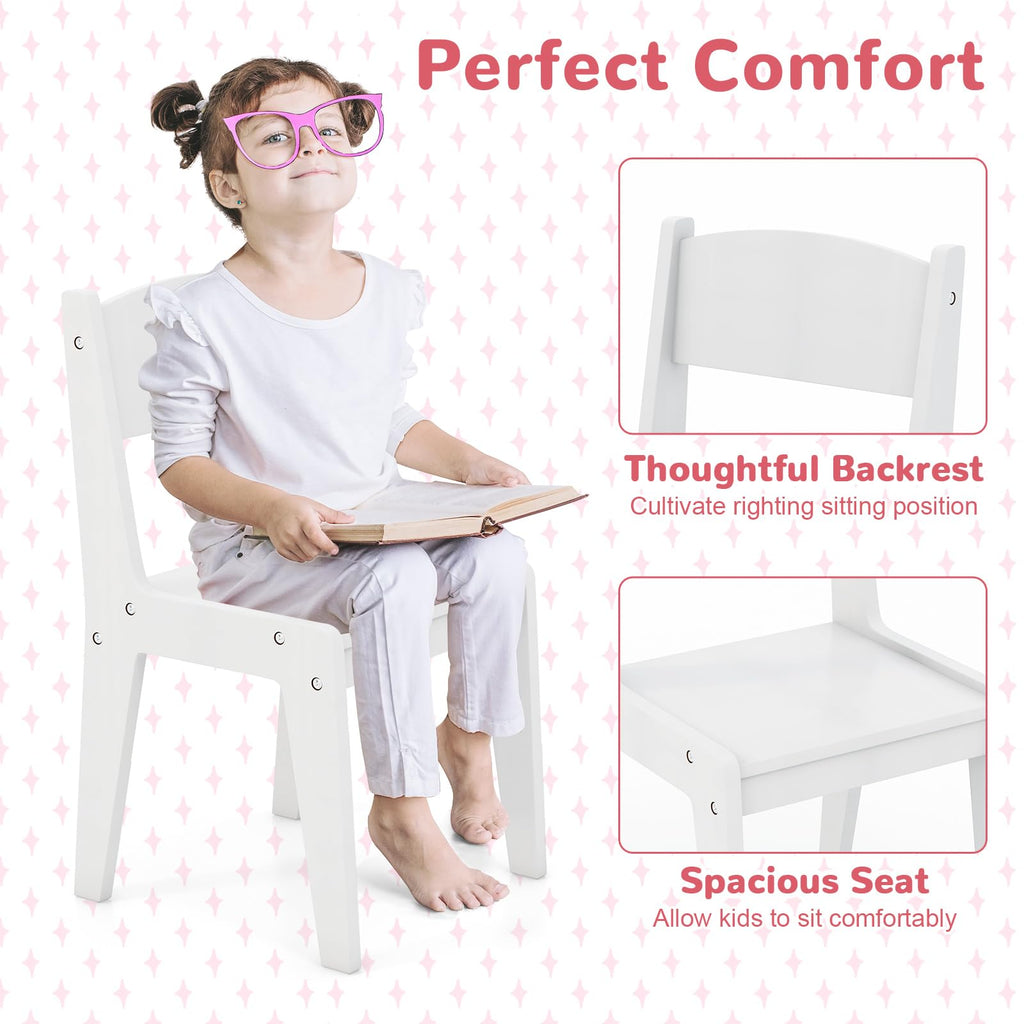 Kids Vanity Table and Chair Set with LED Lighted Mirror S418