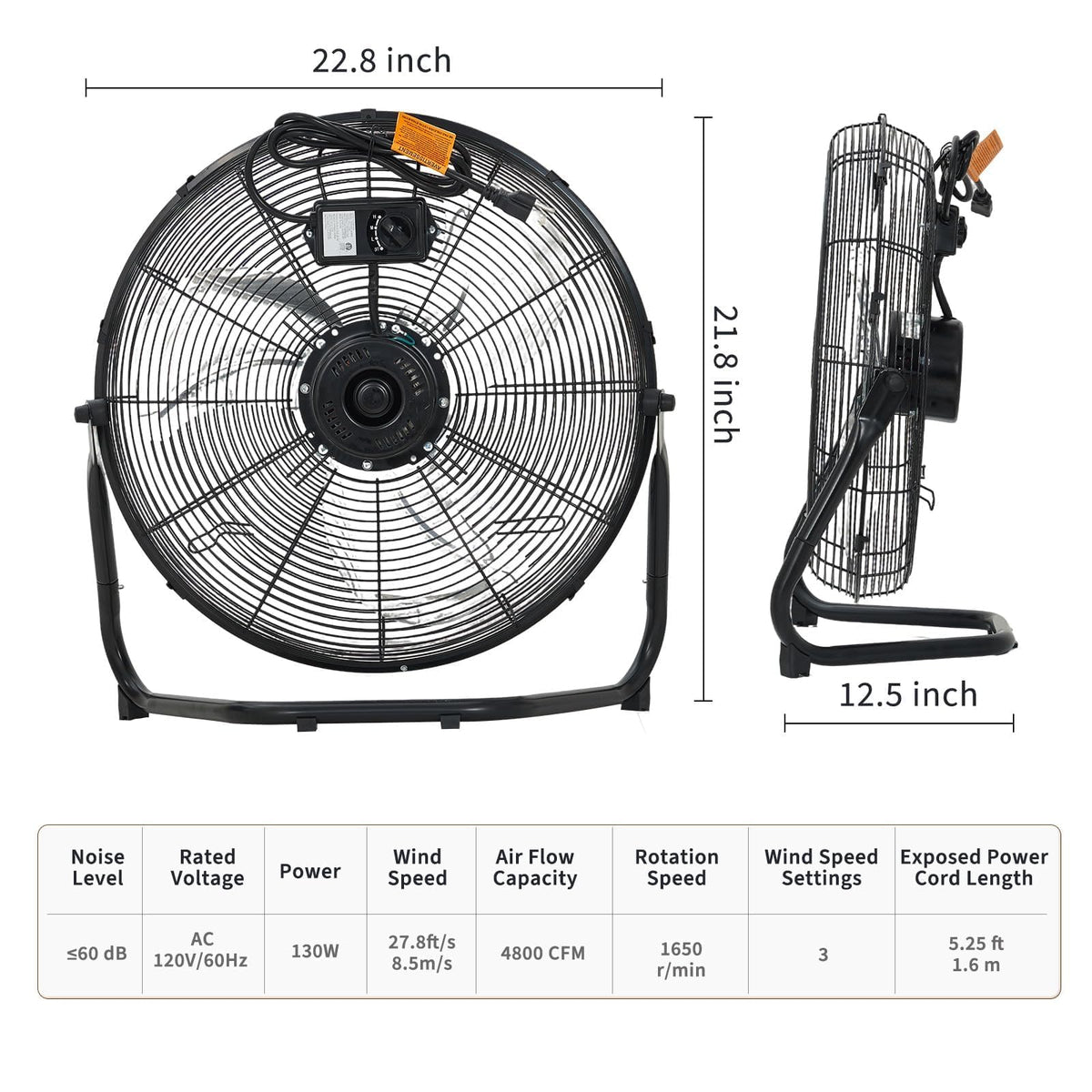 20 Inch 3 Speed High Velocity Industrial Floor Fan J80959