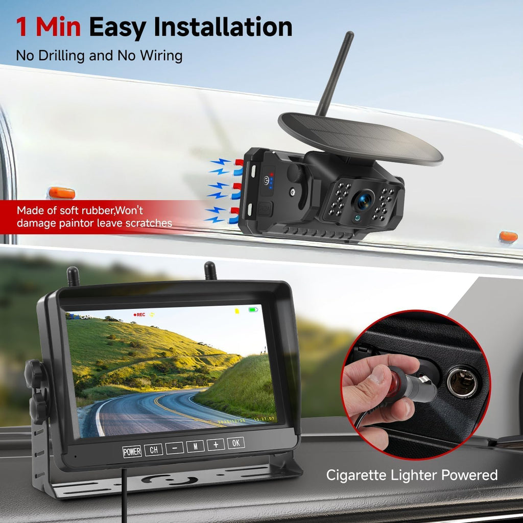 Dual Magnetic Wireless Backup Camera, 7” 1080P HD 4CH DVR Monitor X80070