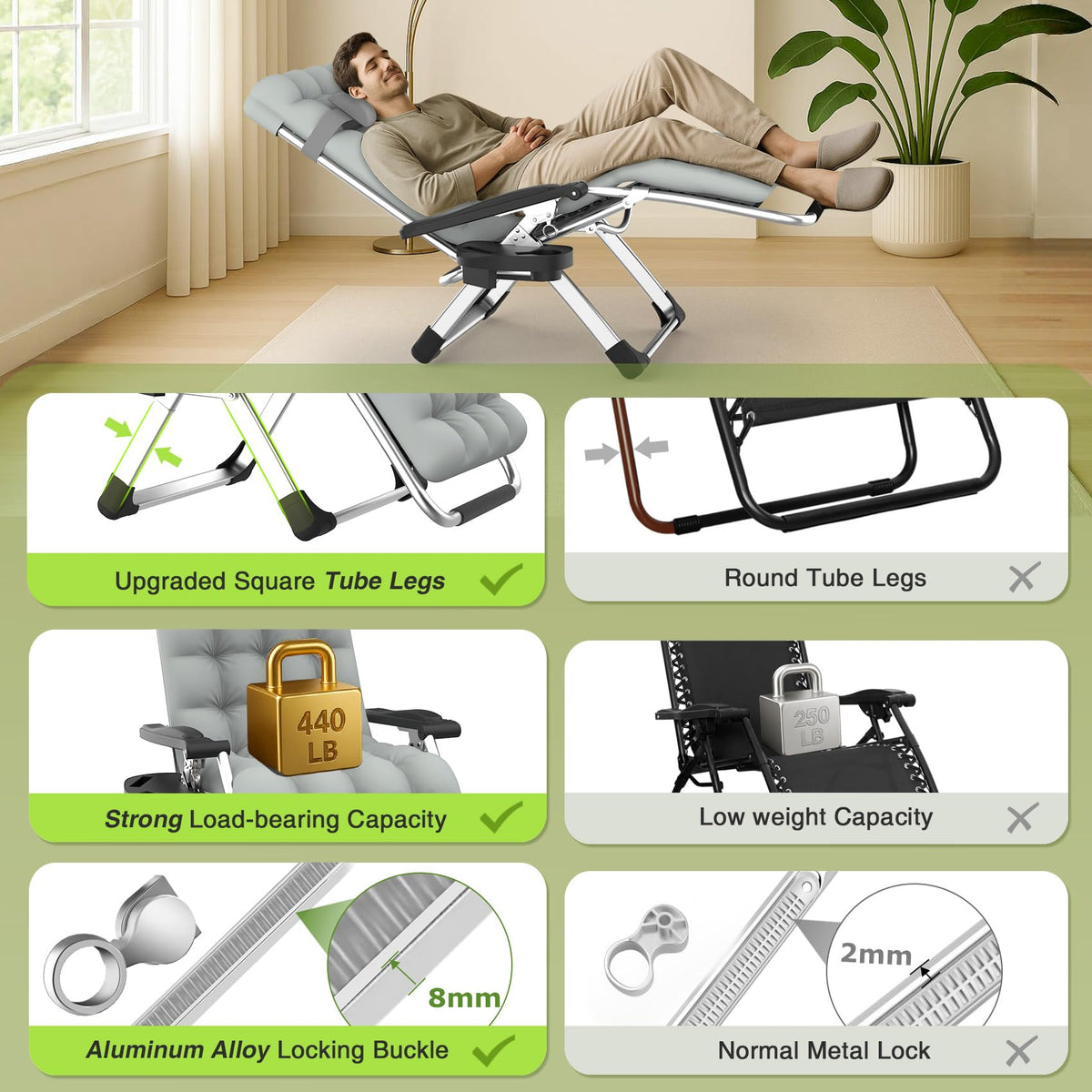 Zero Gravity Reclining Camping Lounge Chair with Cup Holder L975544