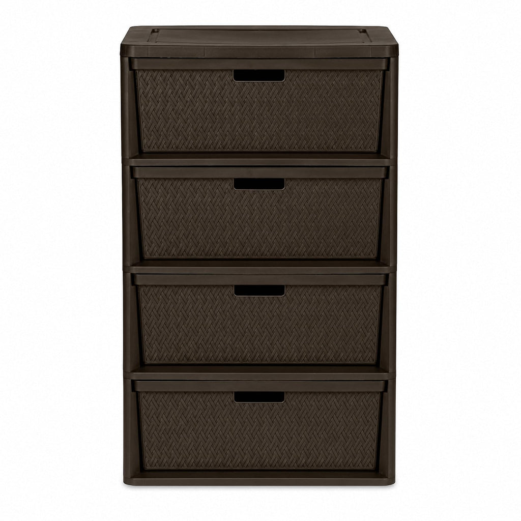 Brown 4 Drawer Plastic Storage Tower Q8126