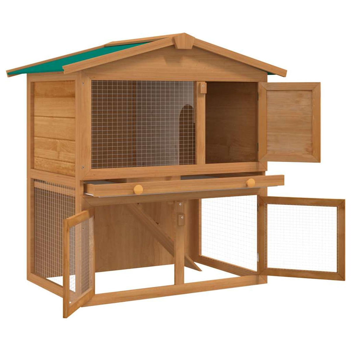 2-Tier Wooden Rabbit Hutch with Ramp G8663