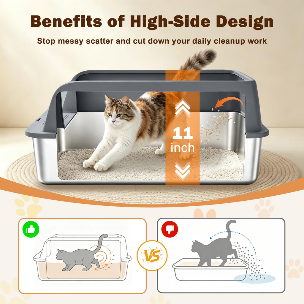 XL Stainless Steel Litter Box with Lid N439