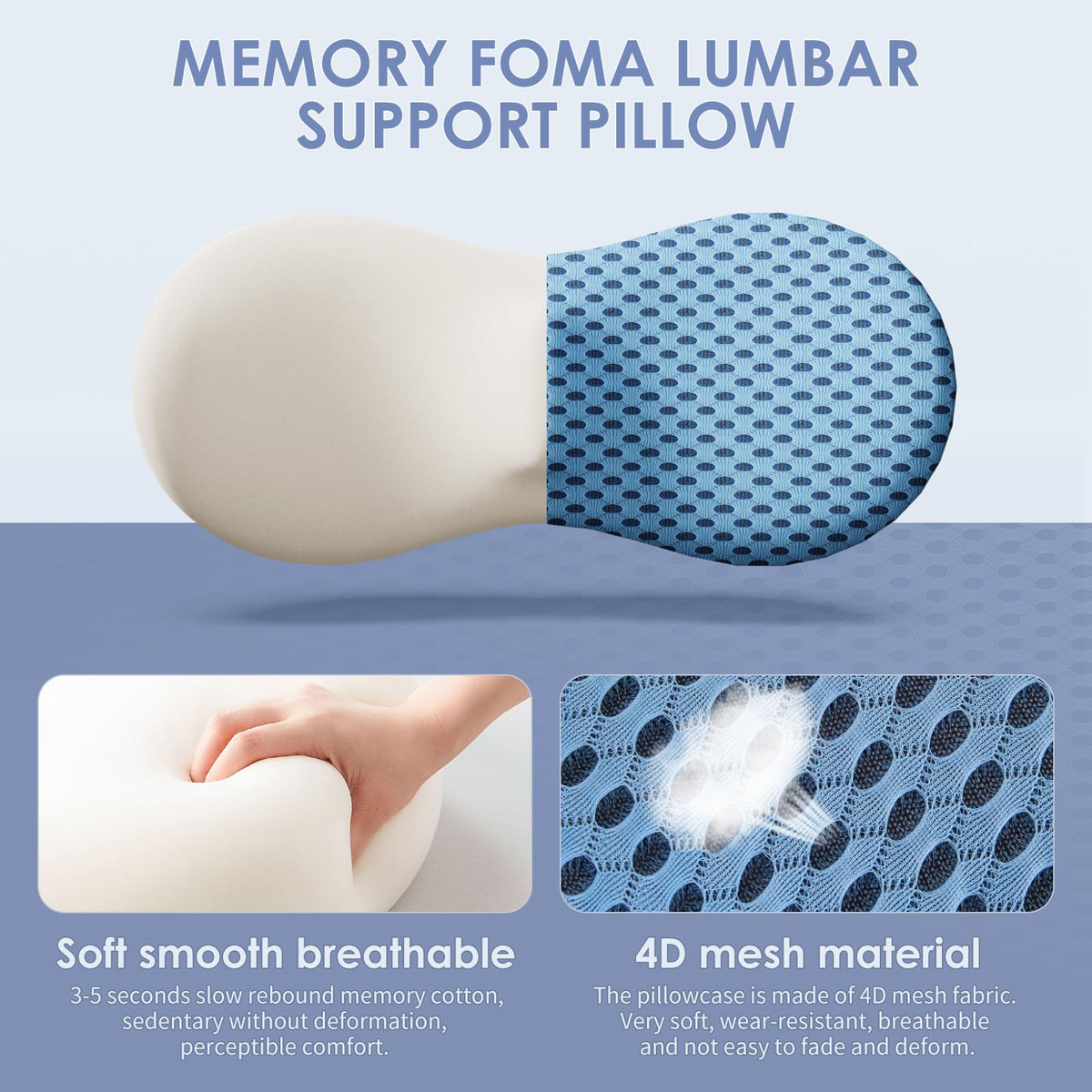 Blue Ergonomic Lumbar Support Pillow S8727