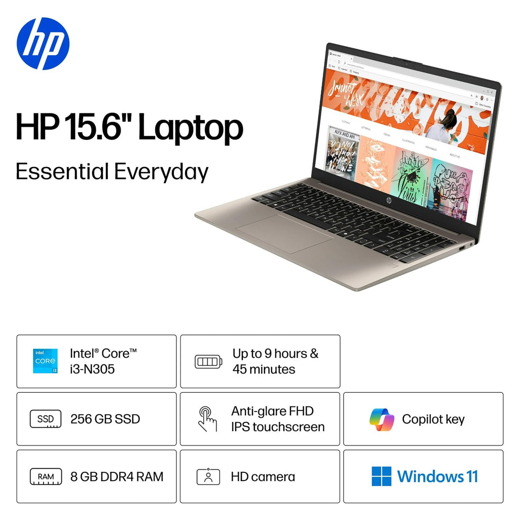 15.6 inch FHD IPS Touchscreen Laptop, Intel Core i3-N305, 8GB DDR4 RAM, 256GB SSD L2778