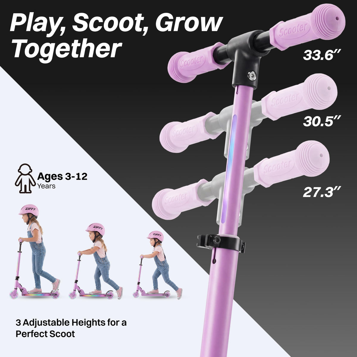 Light Up 2 Wheel Foldable Kids Kick Scooter with Adjustable Height L10932