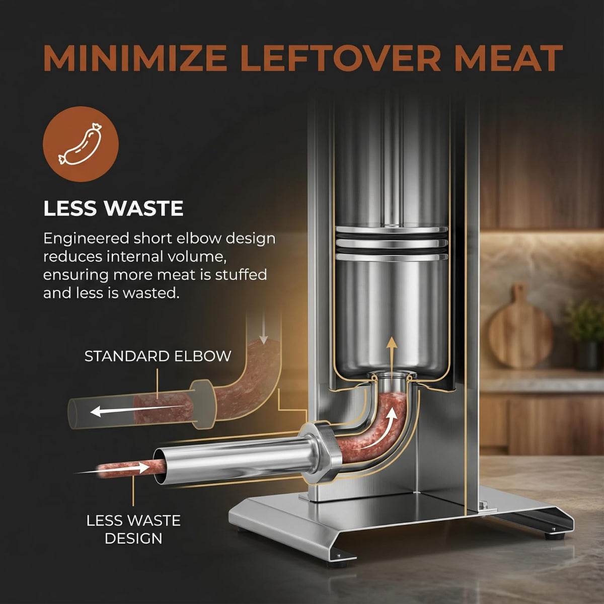 7 L Vertical Stainless Steel Sausage Stuffer with 4 Stuffing Tubes M362474