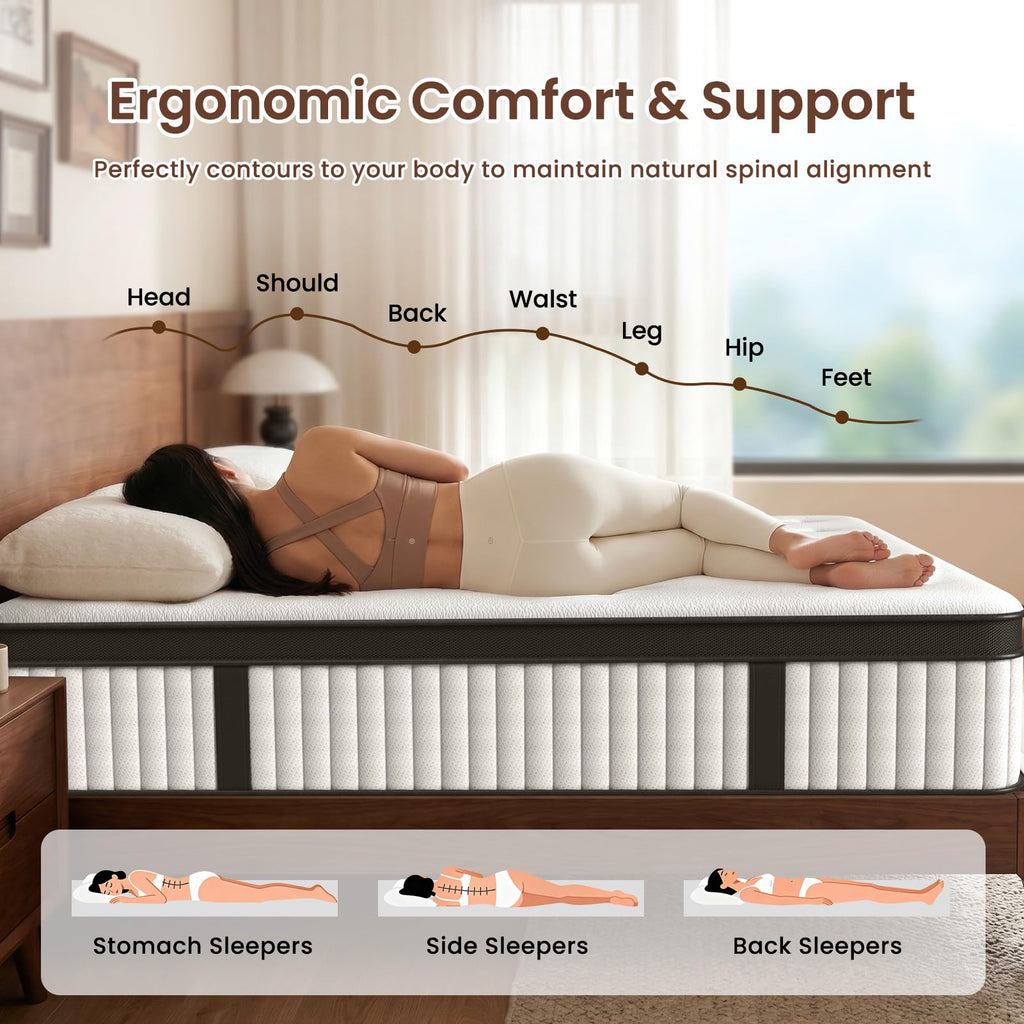 12 Inch Fiberglass Free Hybrid Mattress K66903