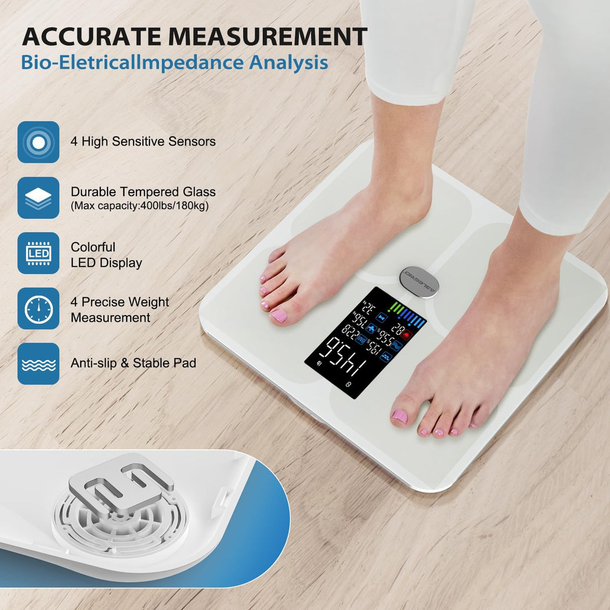 Smart Bathroom Scale for Body Weight and Fat M53790
