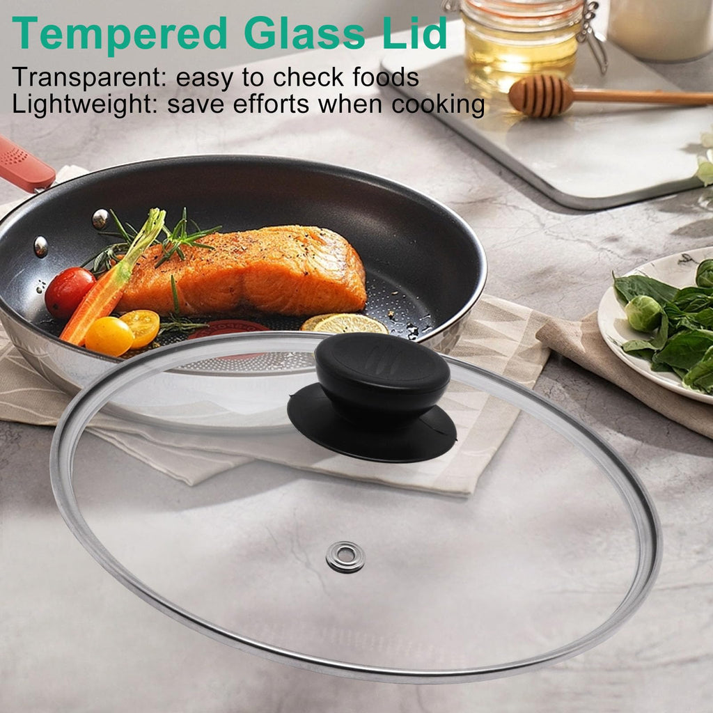 10 Inch Round Tempered Glass Pan Lid with Heat Resistant Handle R8721